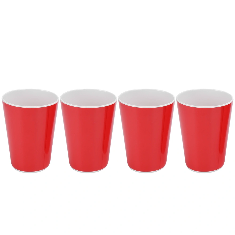 4PCS Imitation Ceramic Water Cup Drinking Mug for Office Home Bar Restaurant SuppliesRed