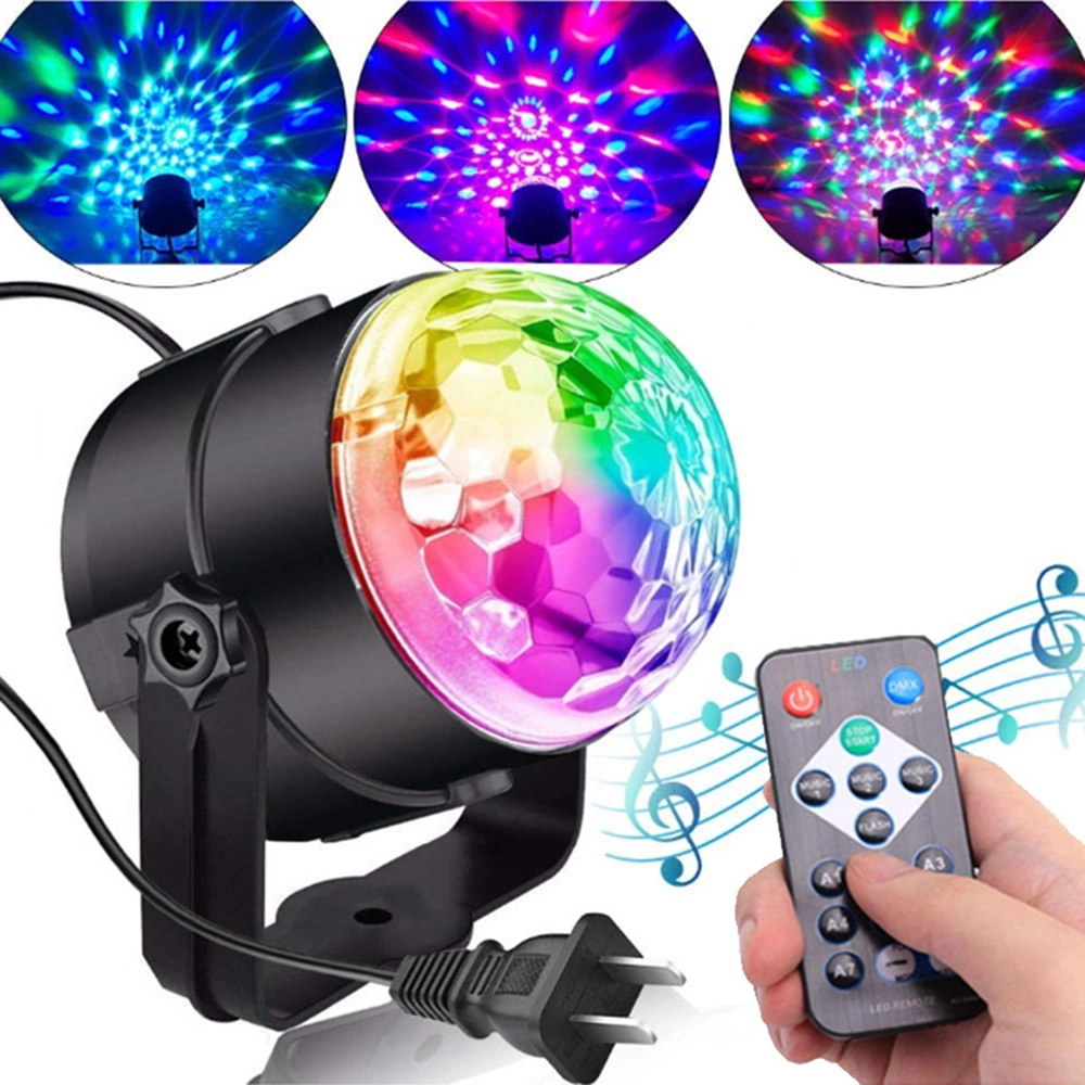 Remote Control LED Ball Voice Control Mini Crystal Ball RGB Seven Color Lights Disco Stage Lights