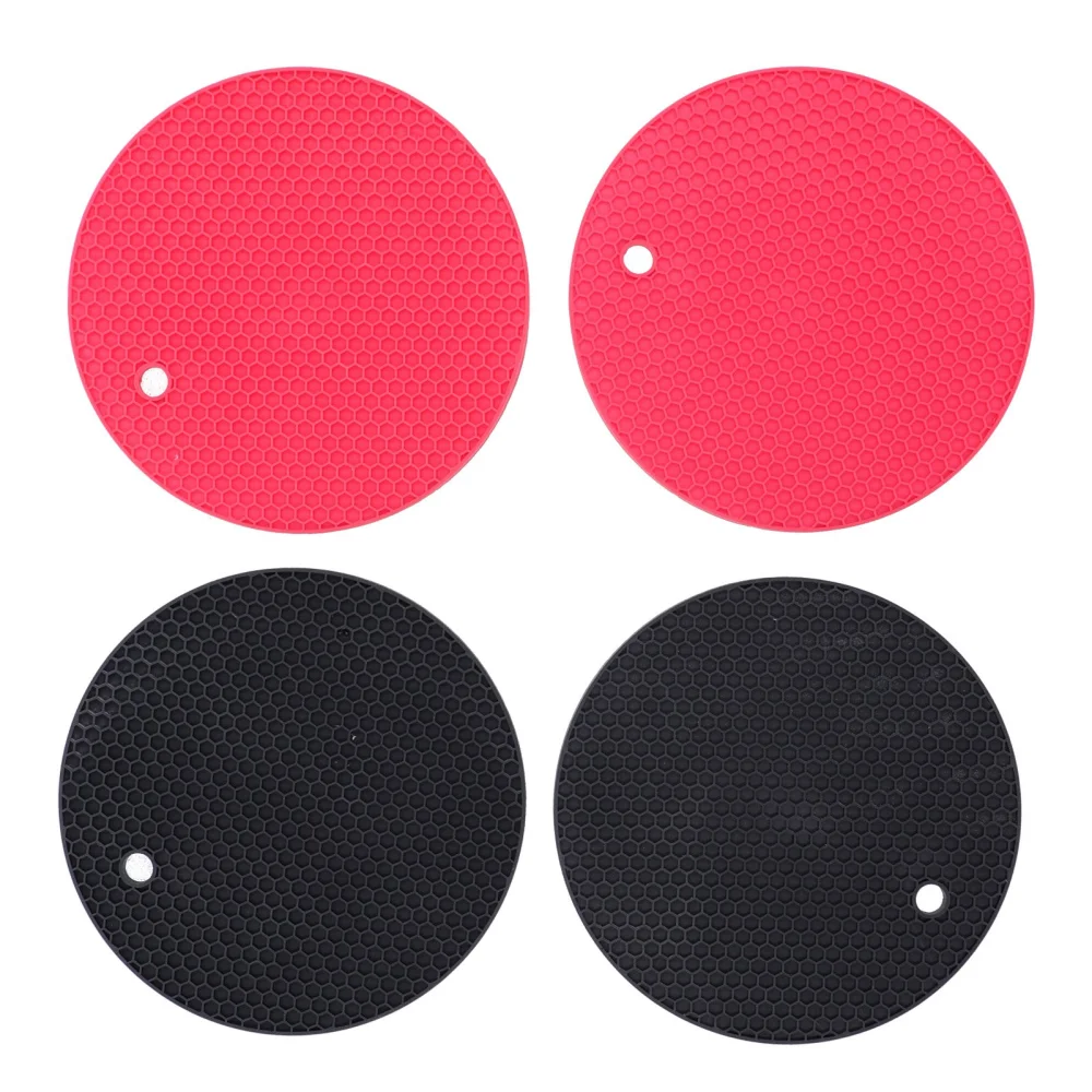 4PCS Silicone Placemat Heat Resistant Mat Drink Cup Coasters Pot Holder Kitchen Accessories