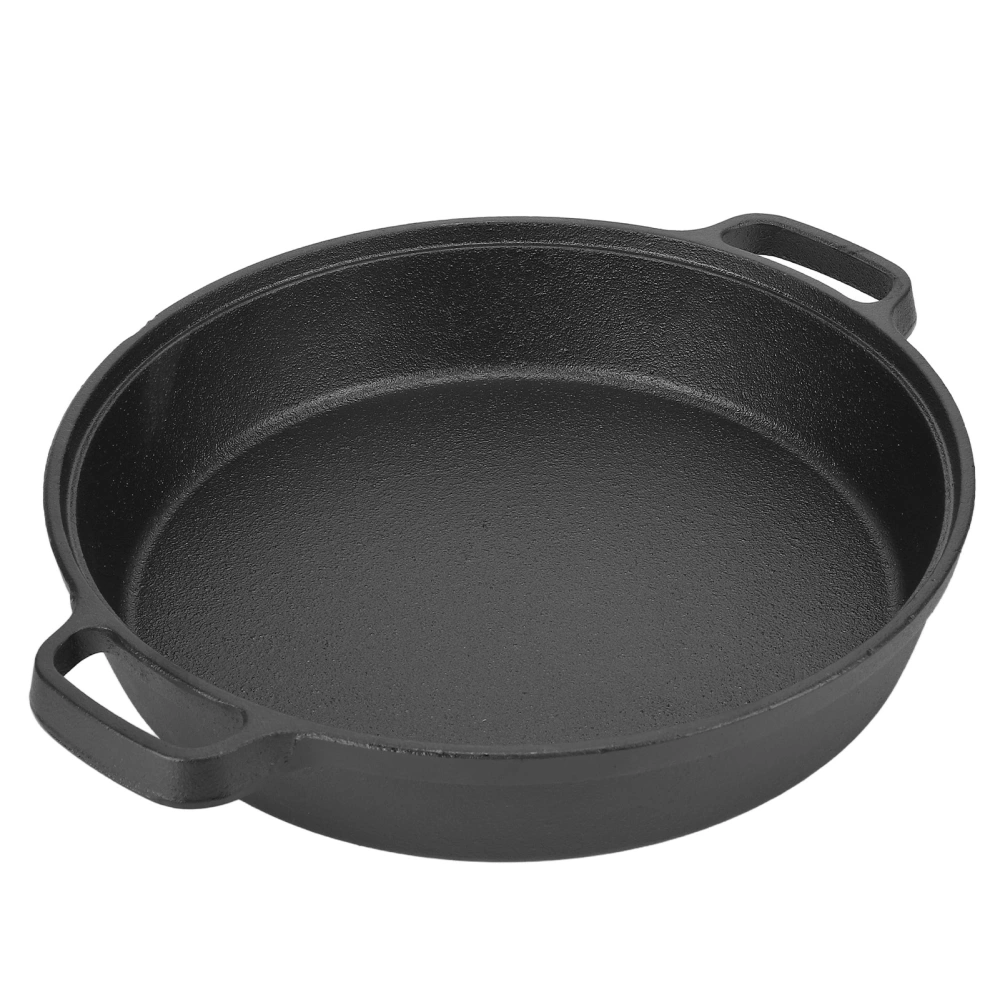 25CM Thickened Pancake Pan Cast Iron Flat Bottom Pan 2 Handle Kitchen Frying Pan for Household