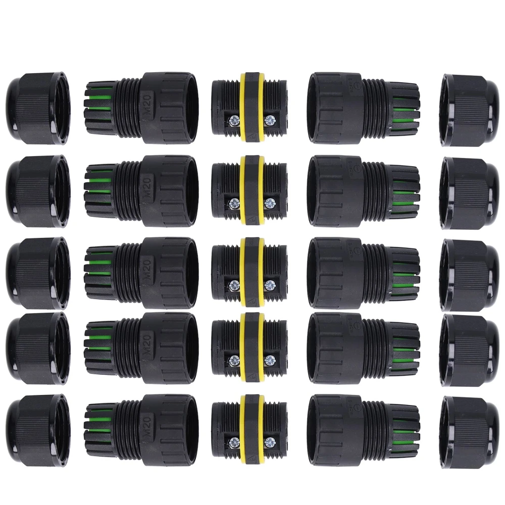 5PCS IP68 Waterproof Connector 3 Pin Straight Through Outdoor Power Connector for 9‑12mm