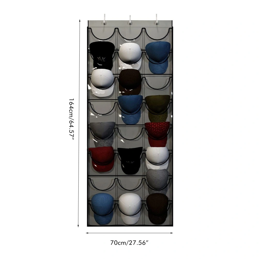 24 Pockets Hat Rack for Baseball Hat Organizer Hanging Hat Storage Holder for Closet Wall