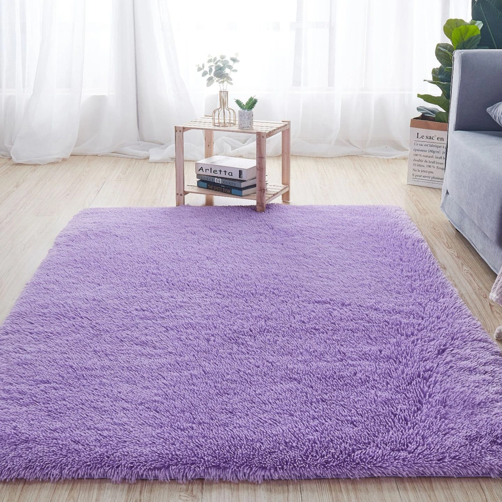 2.62 X 3.94ft Purple Carpet Polyester Fiber Bedroom Floor Mat Home Decoration Carpet