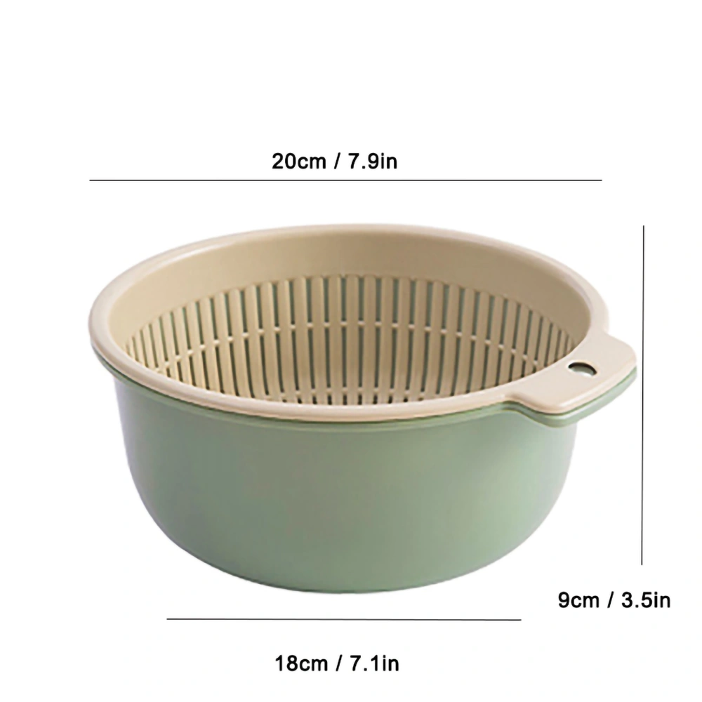 Double Layer Vegetable Washing Basket Fruit Drain Basket Kitchen Strainer Basket for HouseholdMilitary Green L 20x18x19 cm / 7.9x7.1x7.5 in