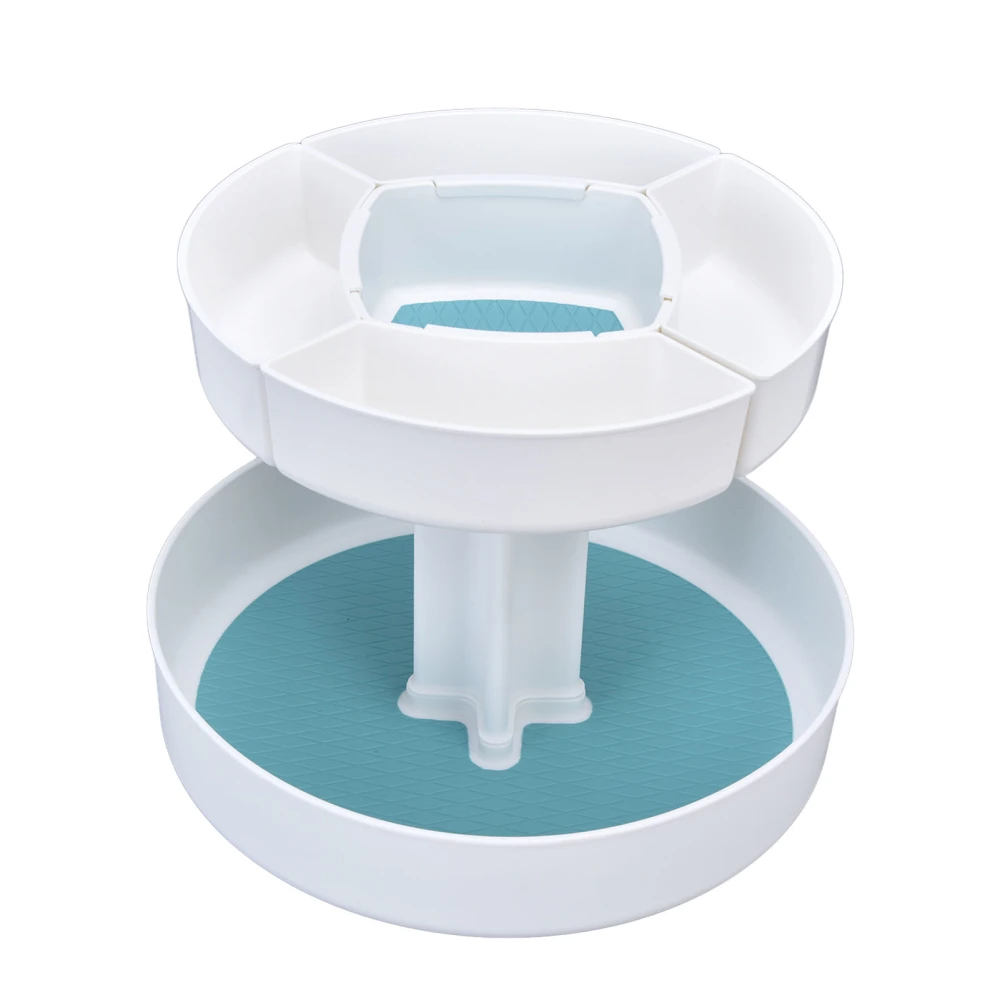 360 Degree Rotating Makeup Box Double Layer Antiskid Plastic Circular Turntable Rotating Seasoning Rack