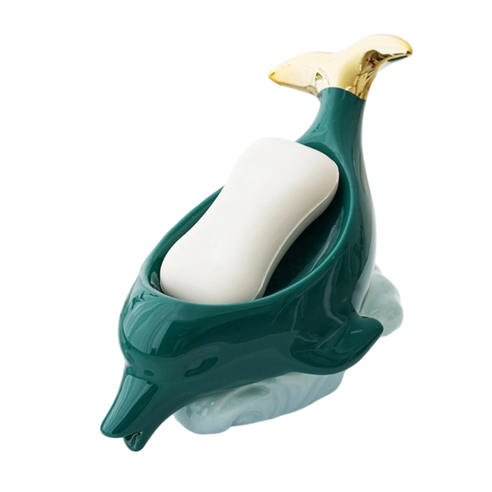 Dolphin Ceramic Soap Box Drain Soap Dish Box Bathroom Supplies Home Decoration Accessories Drain Soap Holder