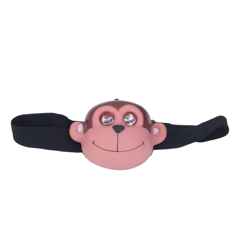 Kids Headlamp Monkey Appearance 2 Lighting Modes Battery Powered Lightweight Plastic LED Headlight for Outdoor Sports