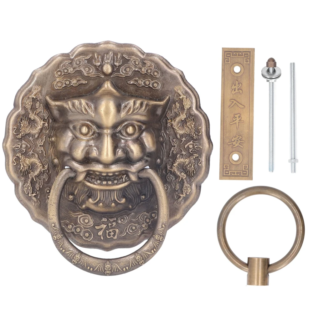 Door Knocker Brass Material 2 Sided Installation Heavy Duty Pull Bronze Chinese Antique Door Pull Ring for Double Door