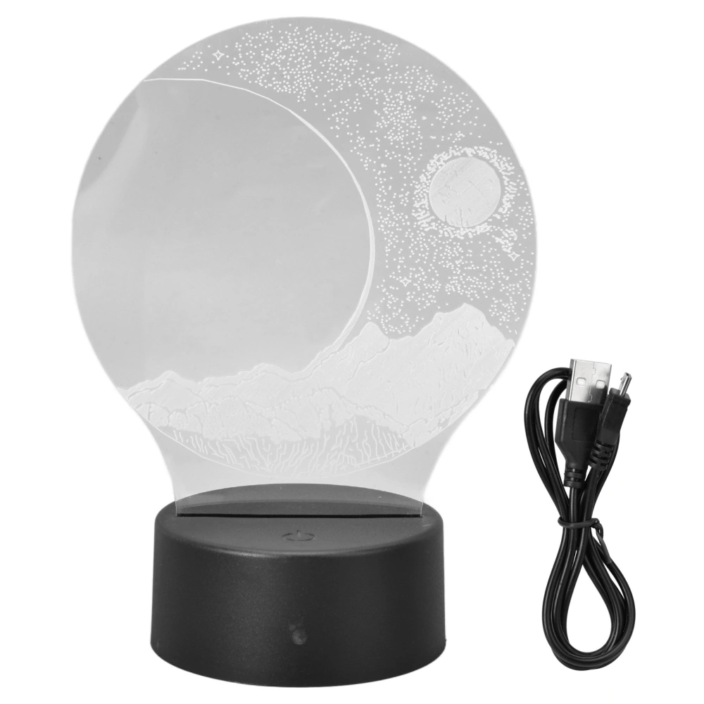 Crescent Moon 3D Light 7 Color Touch Changing LED Night Light Acrylic USB Powered Beside Lamp for Birthday Gift