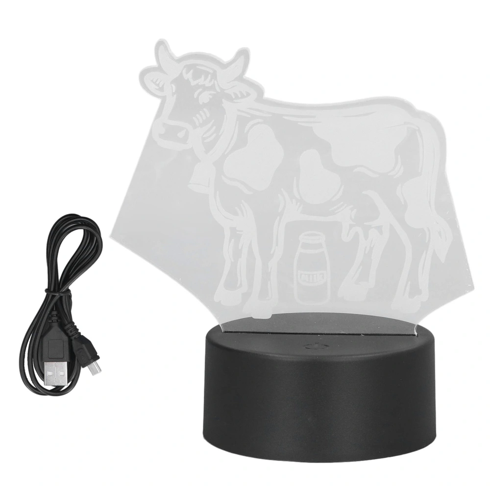 3D Table Light Dairy Cattle 7 Color LED Night Light Acrylic Touch Switch USB Powered 3D Decorative Lamp for Kids