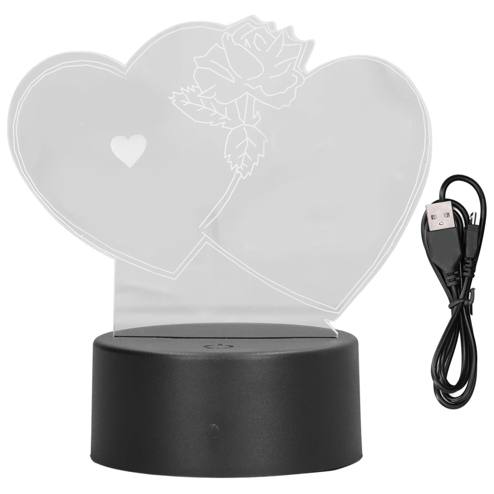 3D Love Lamp Adjustable Seven Colors 3D Design Touch Control USB Or Battery Power Safe Soft Light 3D Night Light