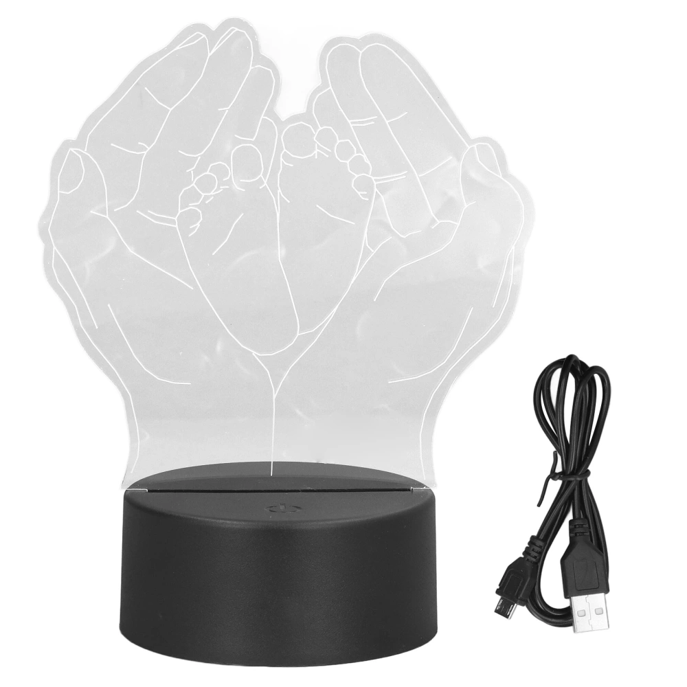 3D Night Light 7 Colors Touch Control 3D Unique Hands Supporting Feet Design USB Charging Battery Powered Night Lamp