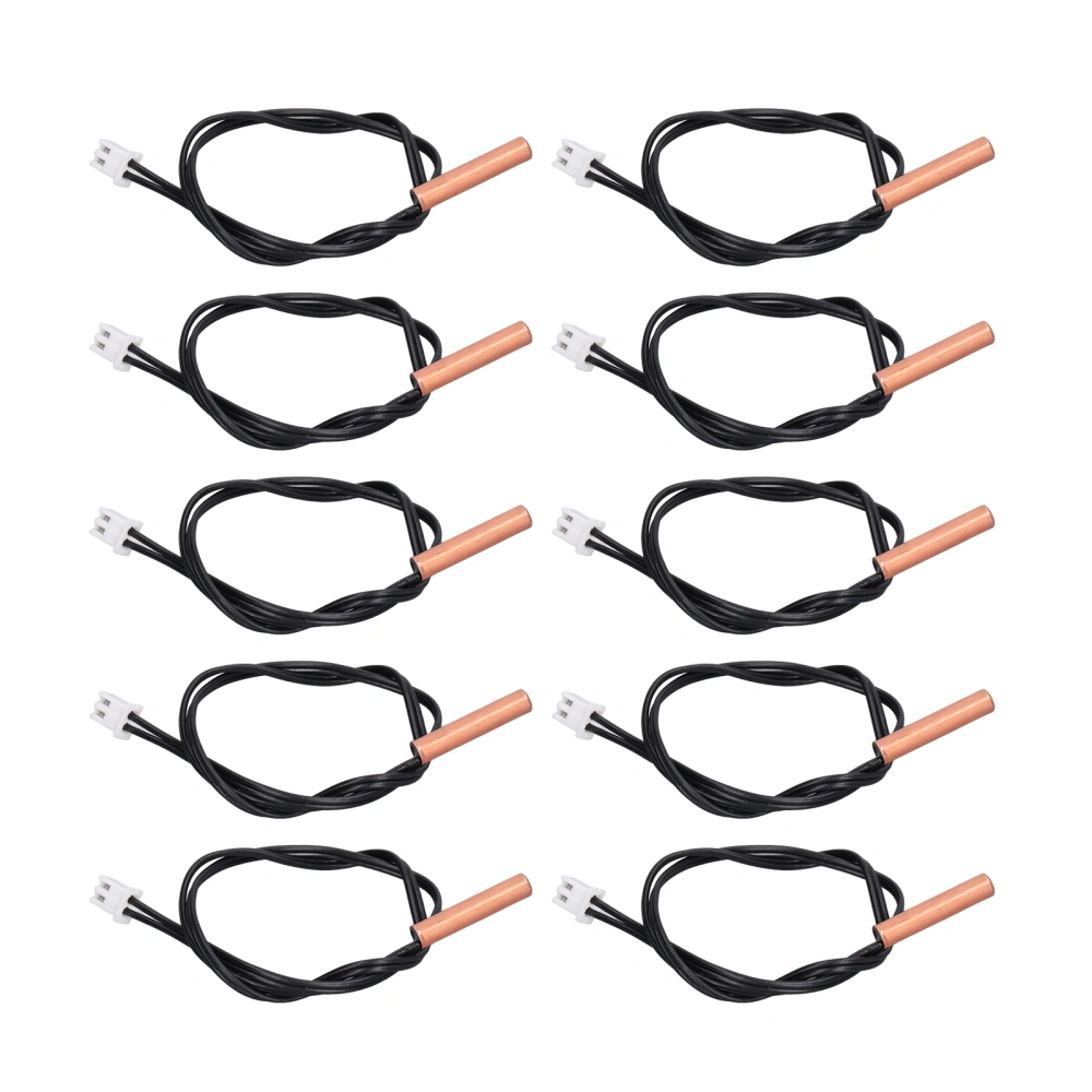 10Pcs 10K Temp Sensor Probe PVC Copper Waterproof NTC Thermistor Probes for Air Conditioner