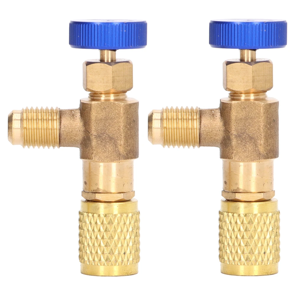 2PCS Refrigeration Valve Air Conditioning Refrigerant Control Valve Fluoride Charging Adapter for R22 R404 R407 1/4SAE Thread