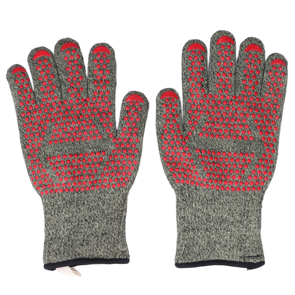 Heat Resistant Gloves Aramid Silicone Cotton BBQ Grill Oven Mitts 500℃ High Temperature Resistance 30cm