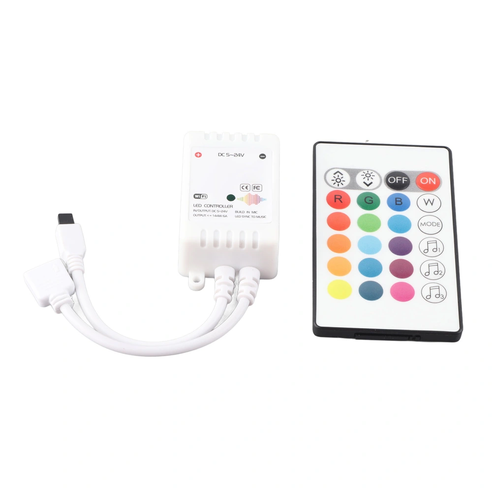 LED Strip Light Controller IR 24 Key Wifi Bluetooth DC5V‑24V Smart Voice Control for Tuya Family KTV3 Way