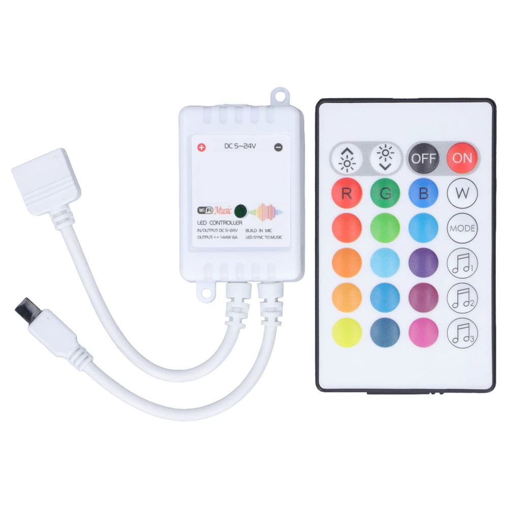 24 Keys Smart LED Remote Control RGB Wireless Controller 16 Colors 4 Light Patterns DC 5V‑24V for Tuya4 Way