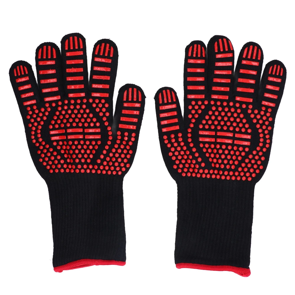 2pcs Grilling Gloves Independent Finger Design Washable Polyester Silicone Material 500°C Heat Resistance Oven Gloves