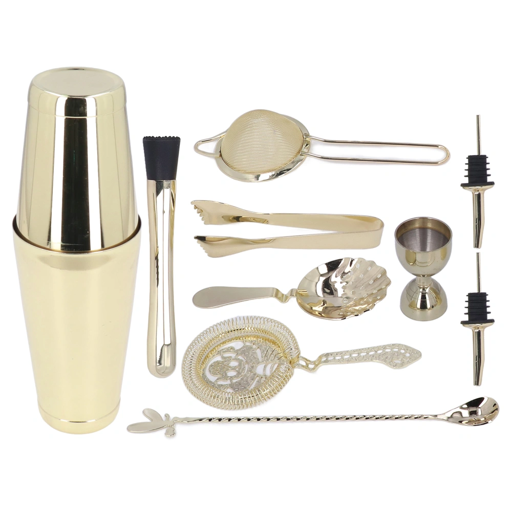 11PCS Cocktail Shaker Set Stainless Steel Drink Mixer Set Bar Cocktail Mixing Tool for HouseholdGold