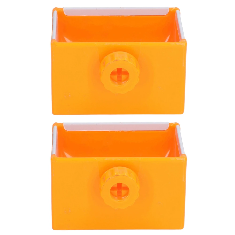 2Pcs Pet Feeding Bowl Easy Find Clean Plastic Material Prevent Biting Pet Feed Trough for Pet Steel Cage Eating UseOrange