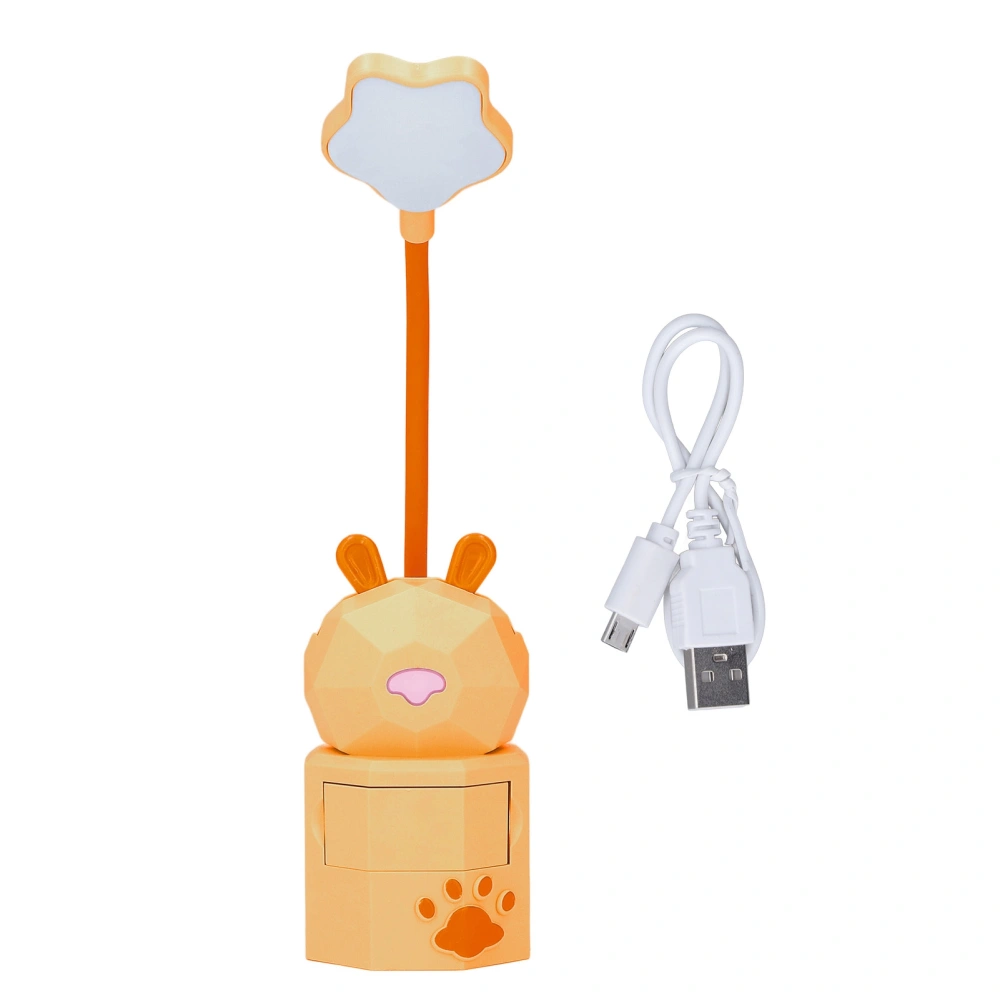 Kids Reading Light Cartoon Bunny USB Charging Omnidirectional Gooseneck Safe Durable Storage Box Warm Light Kids Desk LampYellow