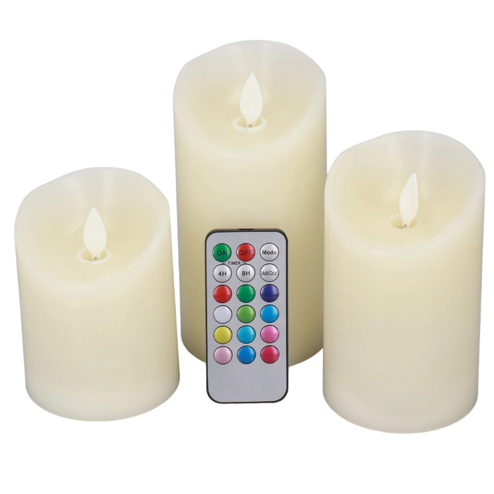 3 Pcs LED Candle Tea Lights 18 Key Remote Control Colorful Simulation LED Electronic Candle Light Desktop Decoration