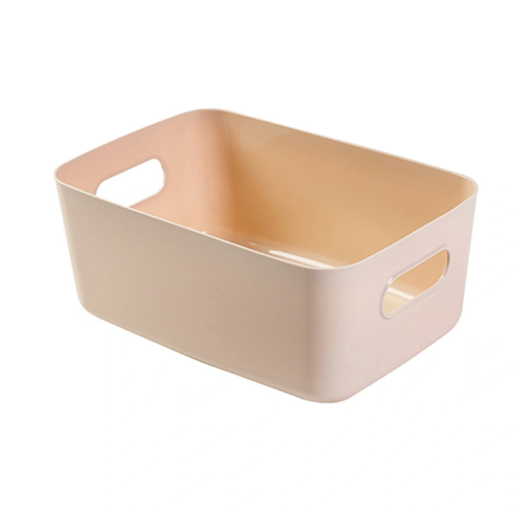 Desktop Storage Basket PP Cosmetic Storages Box Desktops Sundries Organizer with Handle for HouseholdLarge Apricot