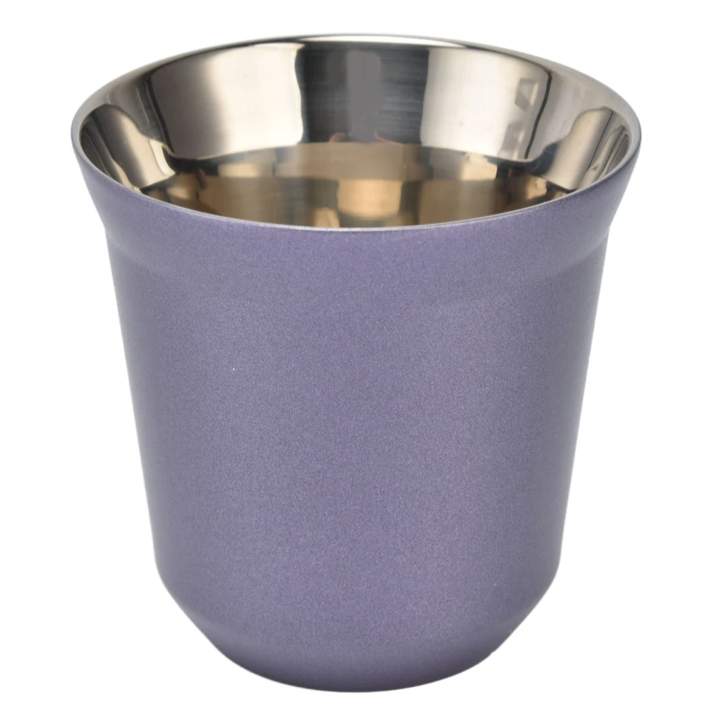 Double Layer Coffee Cup Stainless Steel Coffee Mug Purple Heat Insulation Water Cup for Household160ml