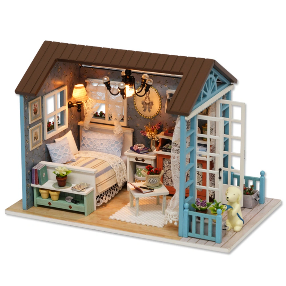 DIY Miniature Dollhouse Kit DIY Assembled Wooden Cabin Model Mini Doll House Handicraft with Furnished and LED Lights Children's Day Birthday Gift