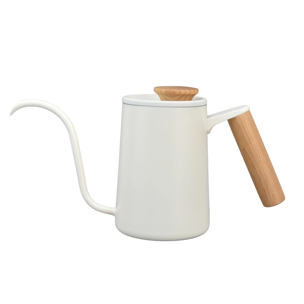 Stainless Steel Handle Drip Coffee Pot Long Gooseneck Spout Drip Kettle Coffee Tea Pot Matte White600ml