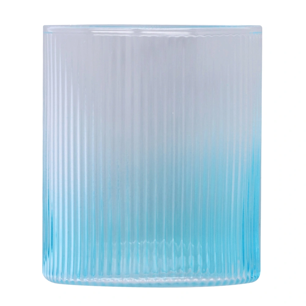 Borosilicate Glass Cup Gradient Vertical Stripes Mug for Water Milk Latte Cappuccino TeaBlue