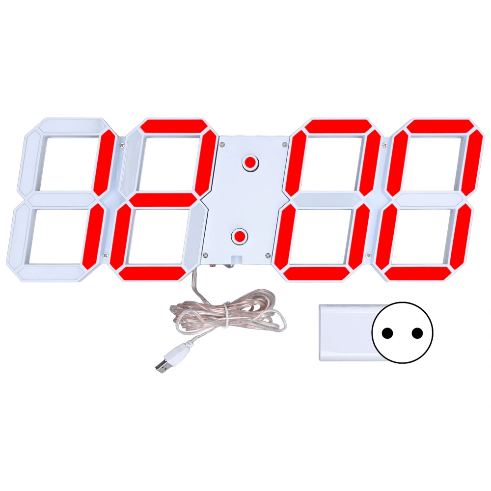 LED Hollow Wall Clock Multi Function 3D Digital Wall Clocks Intelligent Dimming 100‑240VEU Plug