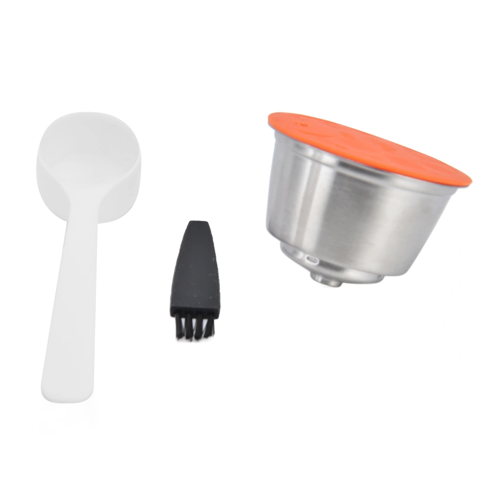 Stainless Steel Capsule Cup Reusable Harmless Coffee Capsule Filter with Brush Spoon for Dolce Gusto