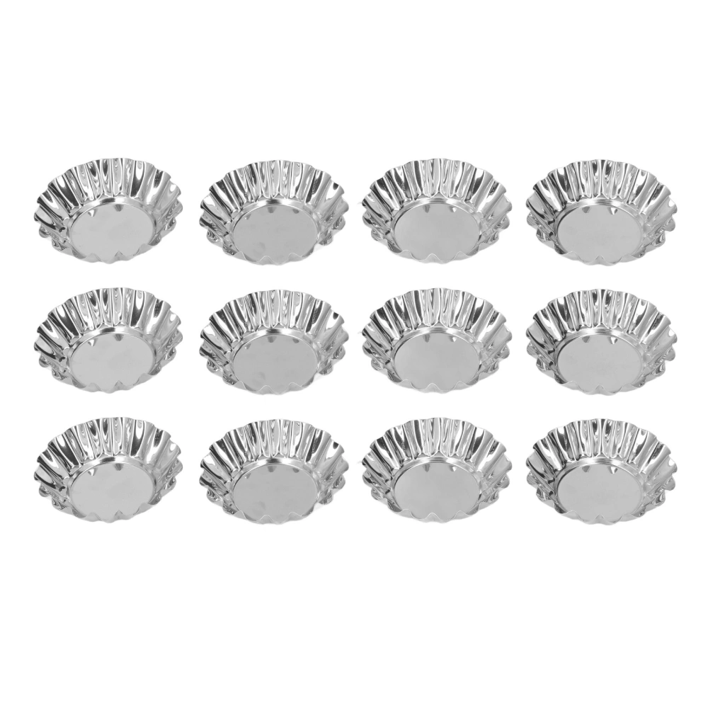 12Pcs Egg Tart Mold Mini Round Cupcake Pan Stainless Steel Tool Set Kit for Baking