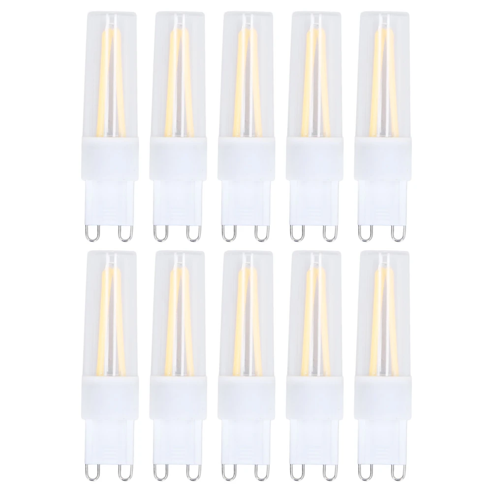 10Pcs G9 LED Bulbs Warm Light Long Filament 500lm No Flicker Ceramic Base Light Bulb for Chandeliers Ceiling Lamps 110V