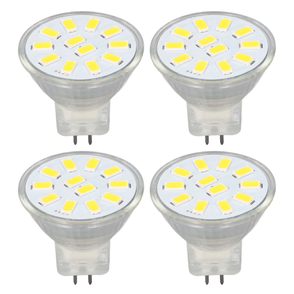 4pcs/set MR11 LED Spot Light Bulb with Dual Needle Base 360° Heat Dissipation 3W 12 LEDs Lamp BulbWarm White