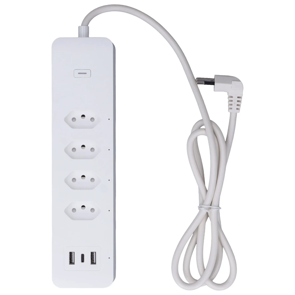 Smart Power Strip for Tuya WiFi Surge Protector with 4 Individually Controlled Outlets 2 USB and 1 Type C Port 10A 250V Brazil Plug