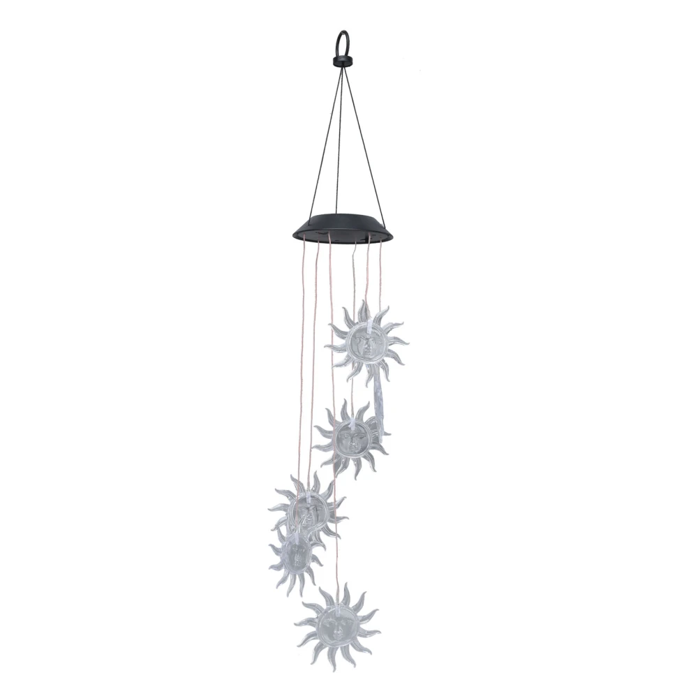 Solar Sunflower Wind Chimes Light Waterproof Solar Sunflowers Wind Chimes with Hook for Tree Fence Courtyard Garden