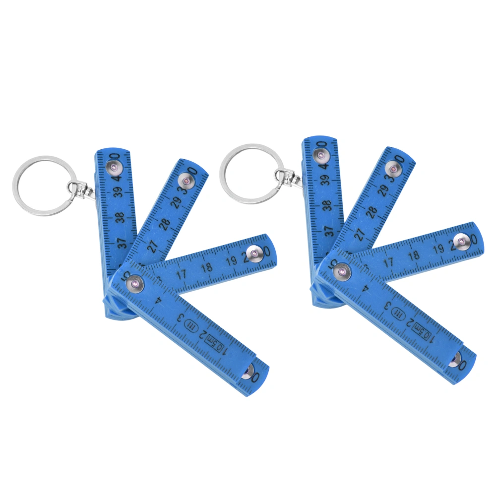 2Pcs ABS Folding Ruler Portable 0.5m Foldable Ruler with Key Ring for Carpentry Laying TilesBlue