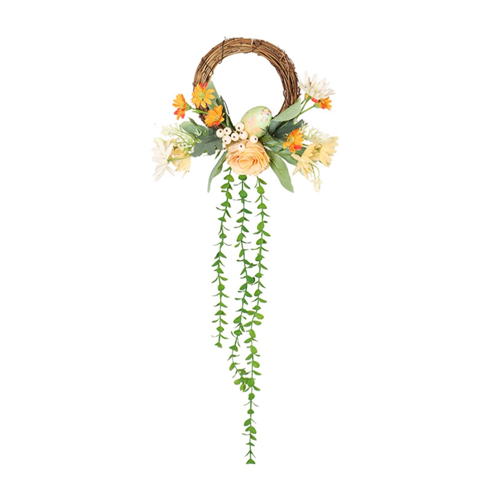 Easter Egg Garland Wreath Natural Rattan Artificial Wreath Easter Decoration Door Pendant Happy Easter Decorations for Home