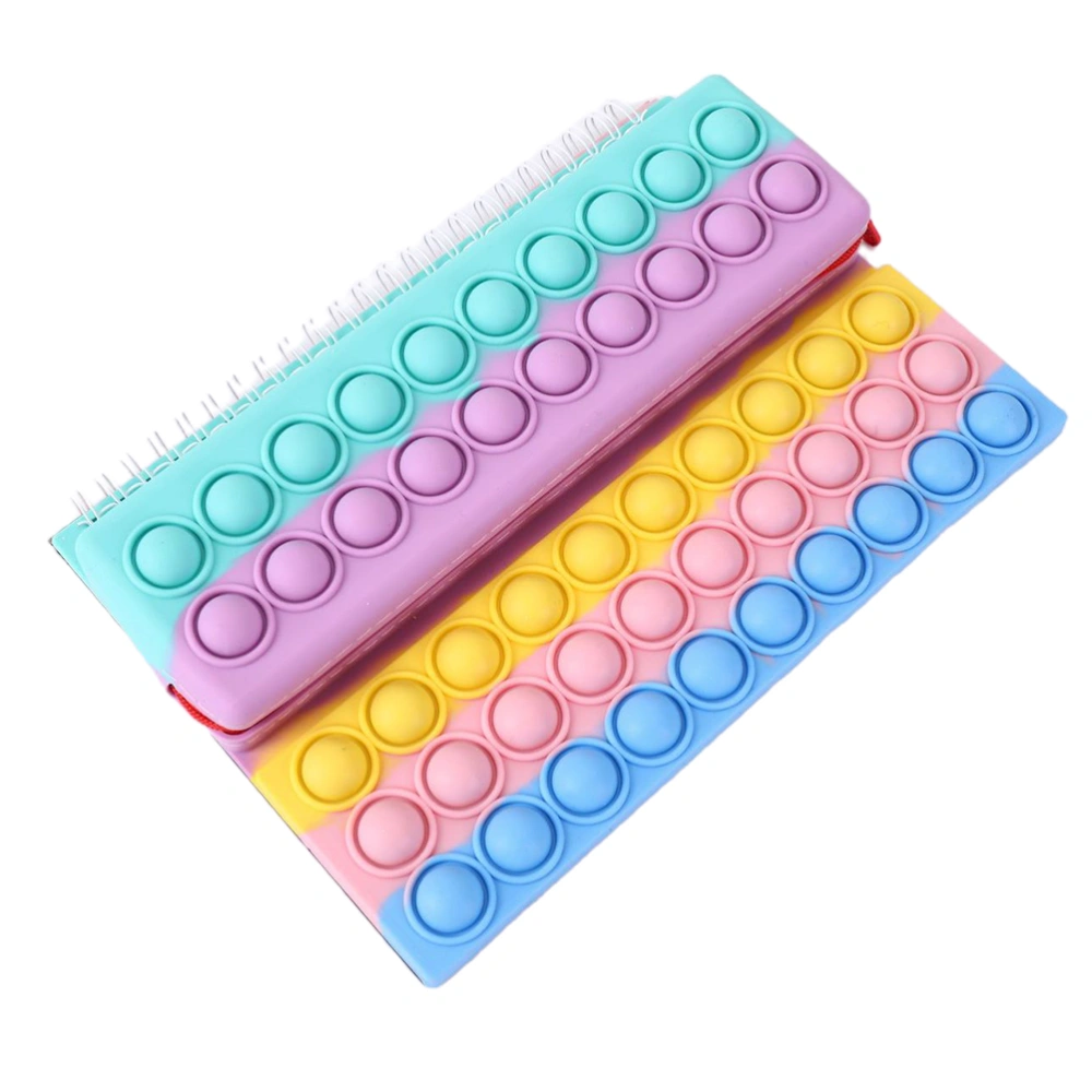 3 in 1 Notebook Push Bubble Toys Stationery Storage Bag Sensory Decompression Toy Silicone Spiral Notebook