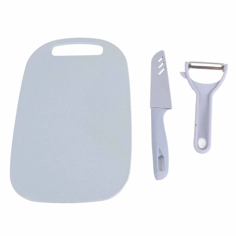 3 In 1 Kitchen Cutting Board Set PP Plastic Cutting Board with Peeler and Knife Cooking AccessoryBlue