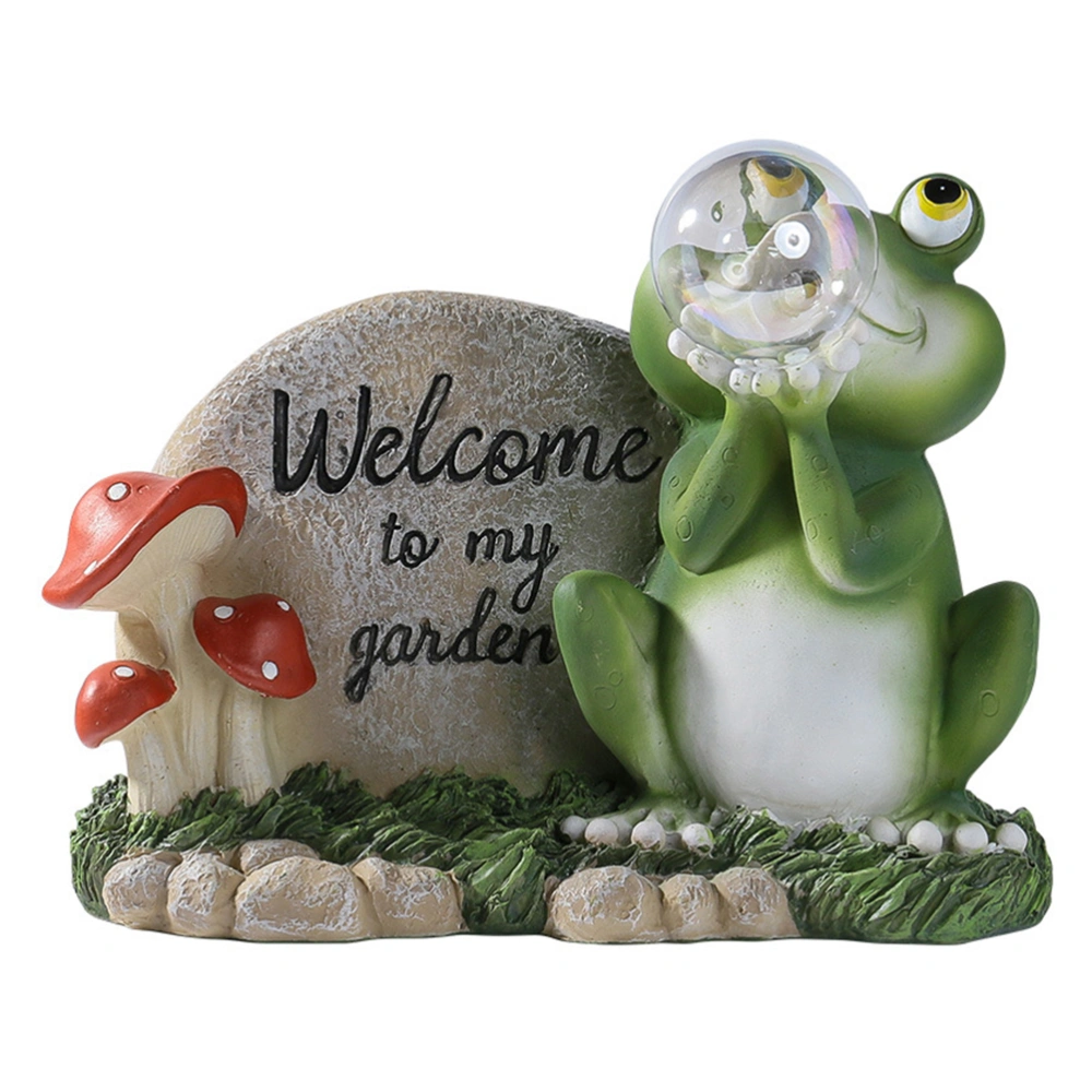 Garden Solar Lights Resin Frog Shaped Decor Statue Pathway Lamp Cartoon Cute Decoration for Outdoor Outside