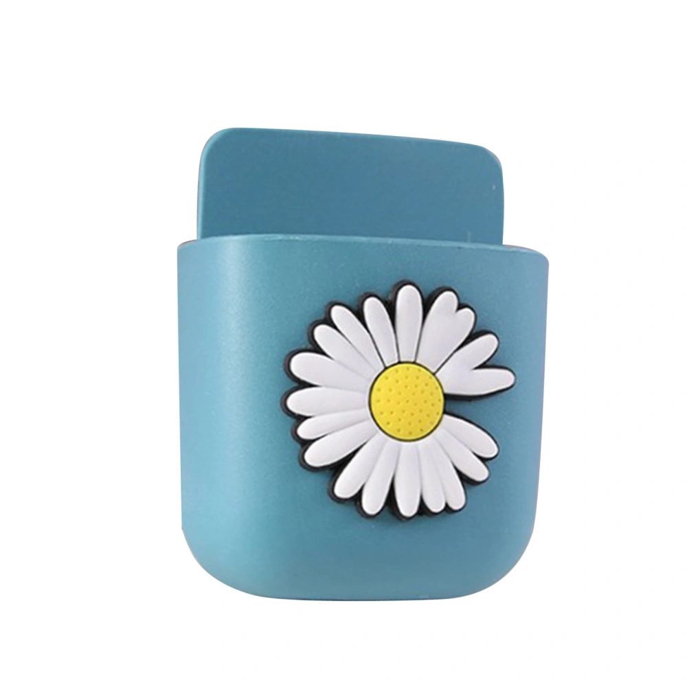 Remote Control Holders Wall Mount Adhesive Organizer Pen Storage Box Phone Holder for Office Home SchoolLake Blue Daisy