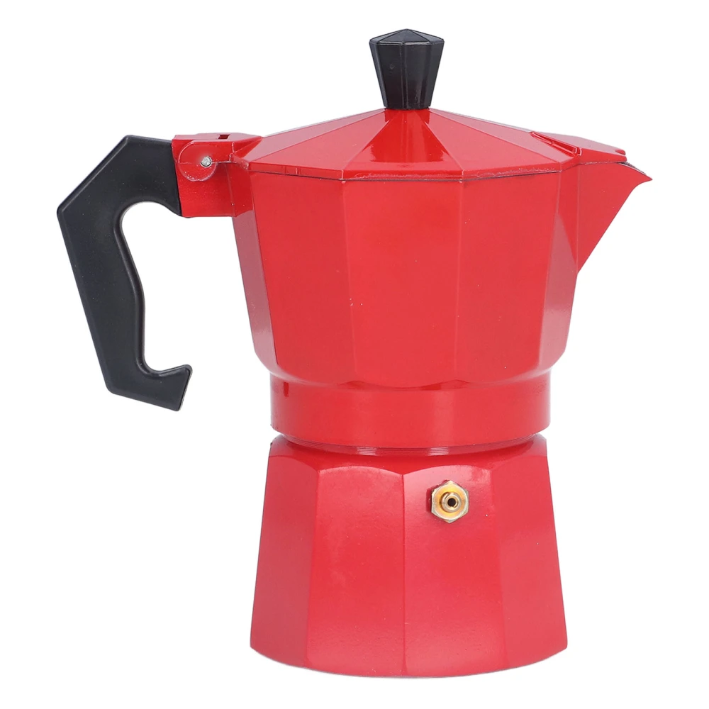 150ML 3 Cups Aluminum Coffee Pot Percolator Italian Cafetiere Household Moka Coffee Tea MakerRed