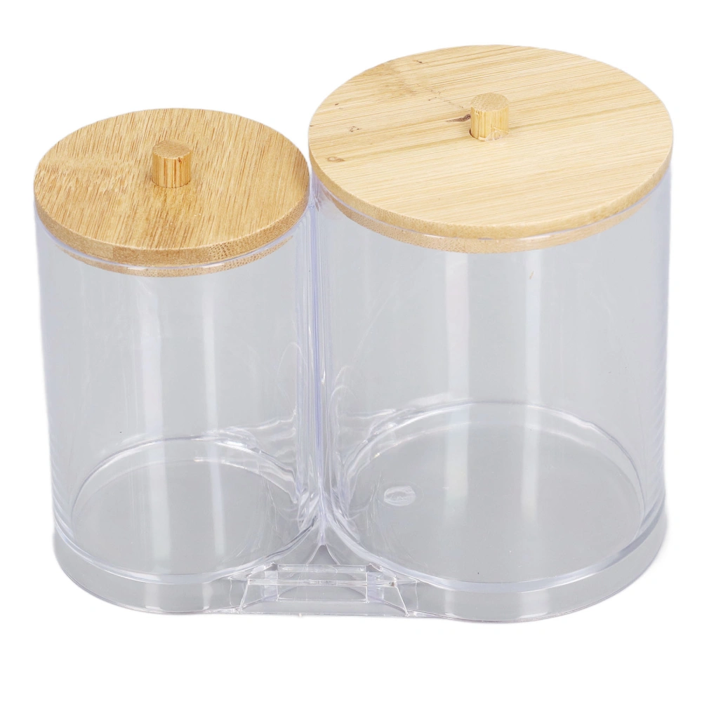 Makeup Pads Swab Holder Cotton Ball Jar Cosmetic Tools Transparent Storage Box Item Organizer with Bamboo Lid