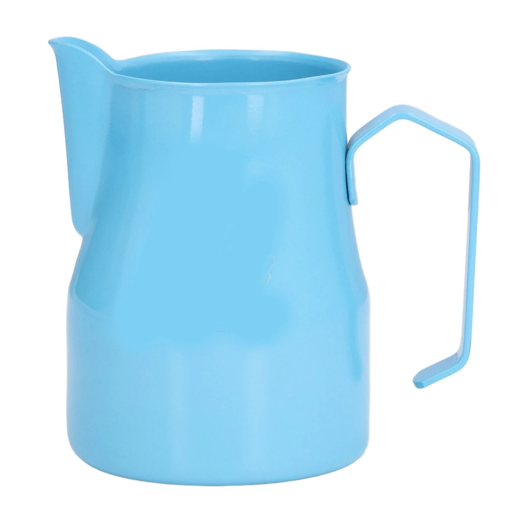 Milk Frother Cup Olecranon Outlet Draw Mouth Design Skull Pattern Stainless Steel Milk Frothing Pitcher 550mlBlue