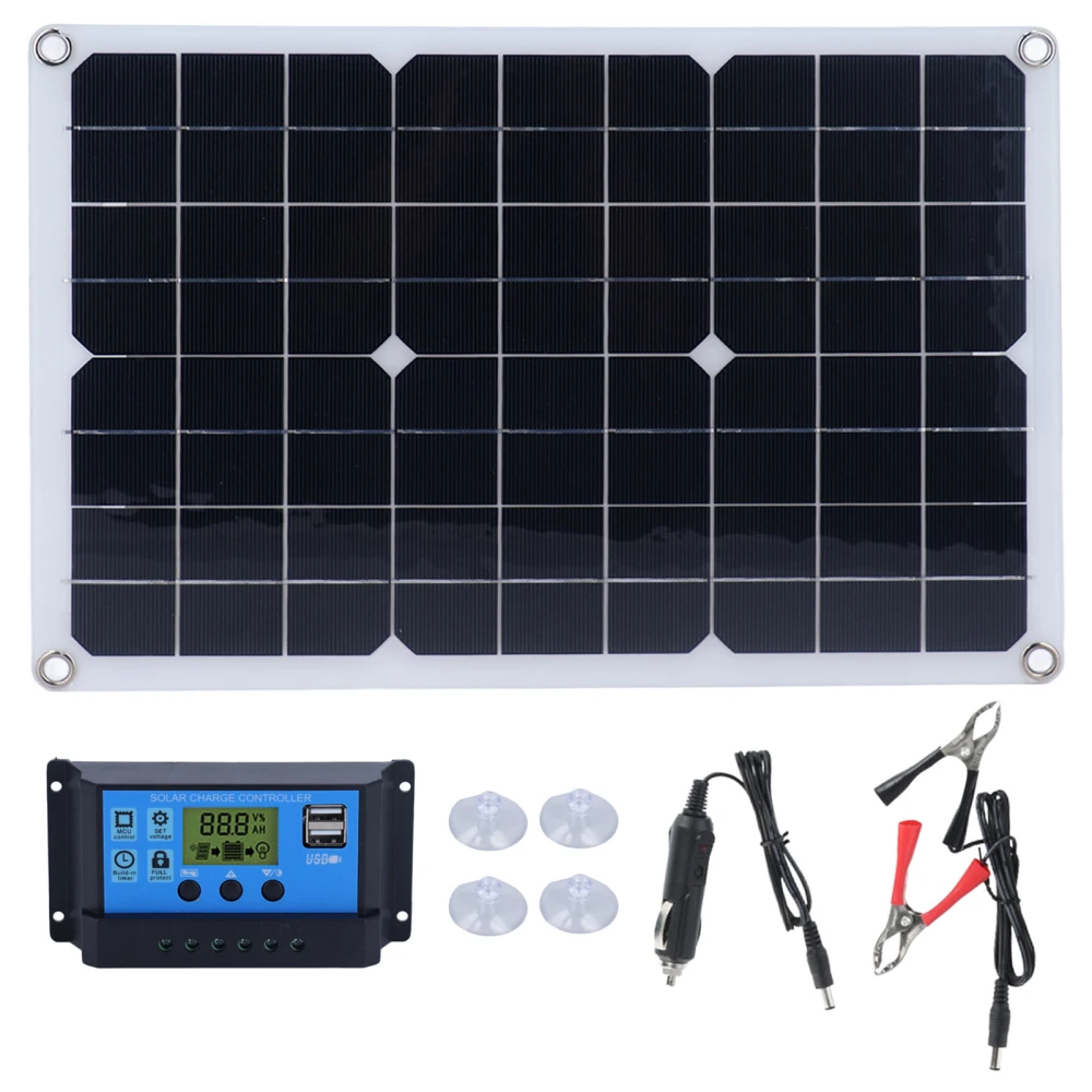 Solar Battery Charging Panel 50W Monocrystalline DC 18V Portable Solar 1600mA Power Panel Kit with Controller