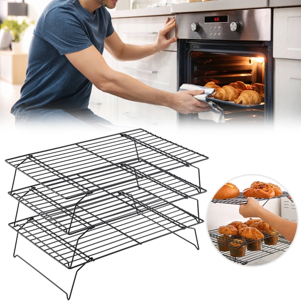 3 Tier Stackable Cooling Rack Non Stick Coating Cake Stand Baking Roasting Rack Net Kitchen Tool