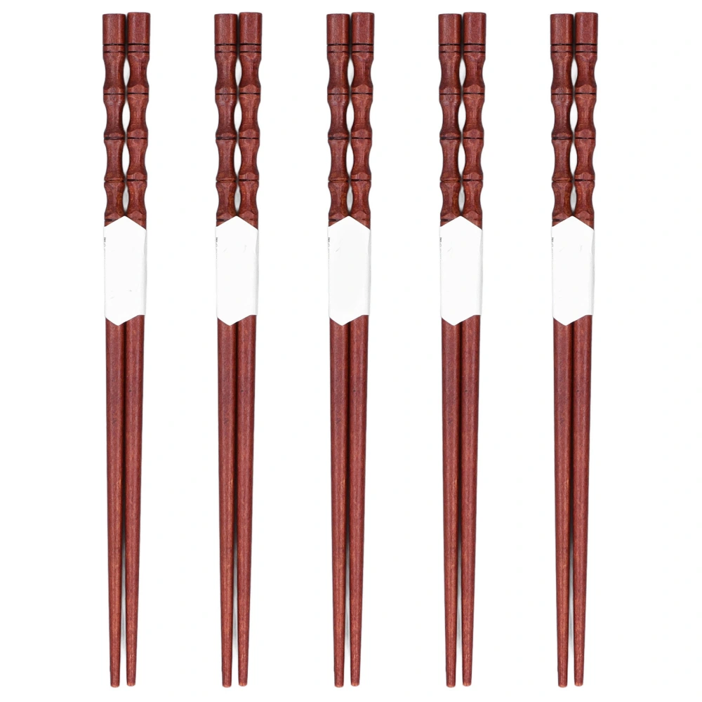 5Pairs Reusable Chopsticks Anti Slip Design Natural Mahogany Light Comfortable Washable Chopsticks for Parties Weddings